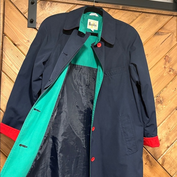 Navy, Green, and Red Trench Coat *FADED* Niccolini - Picture 5 of 8